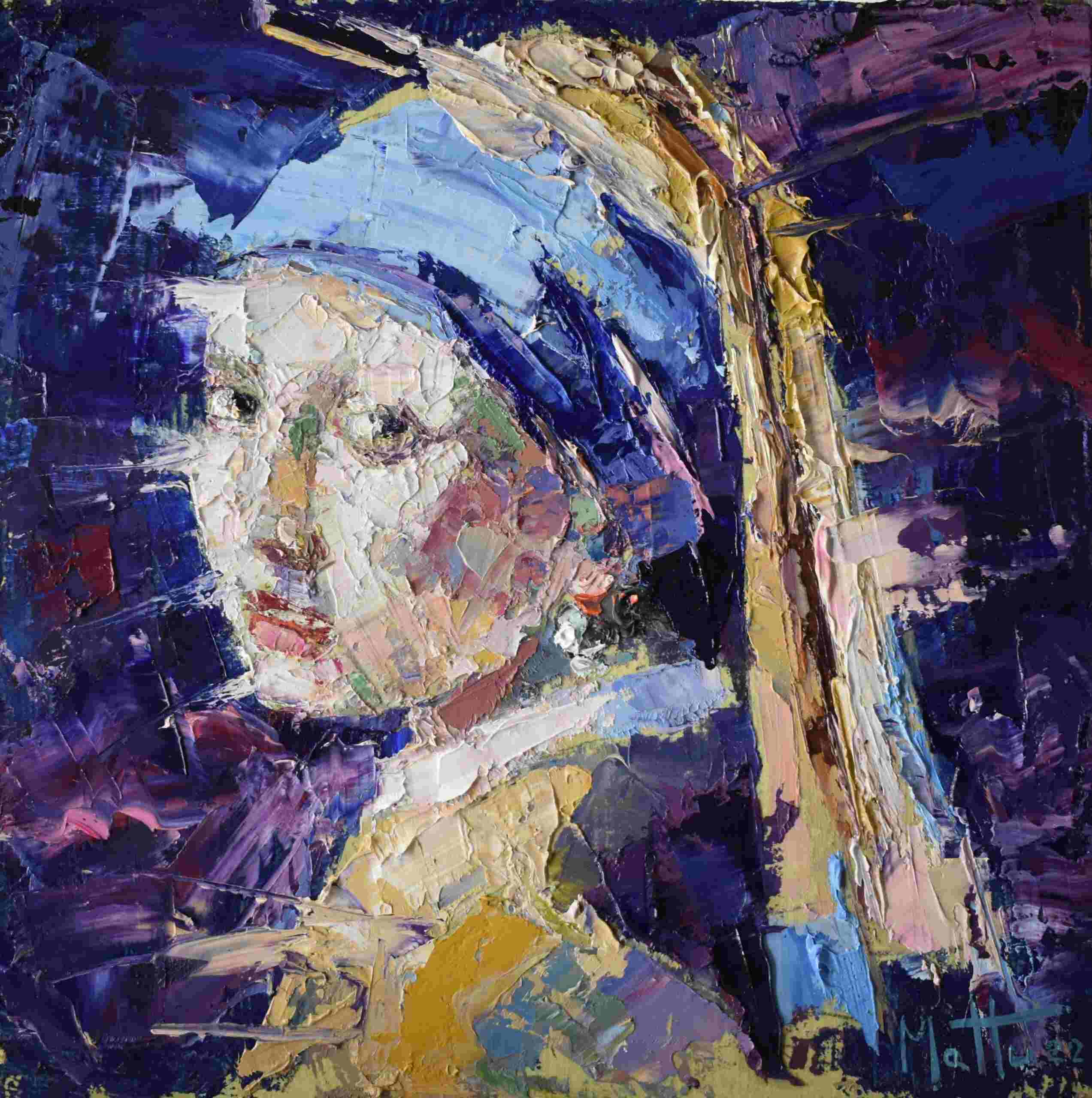 an Kunst Das (Hommage Gianni | | mit KaboomArt Zeitgenössische Mädchen Perlenohrgehänge Mattu dem | Vermeer)